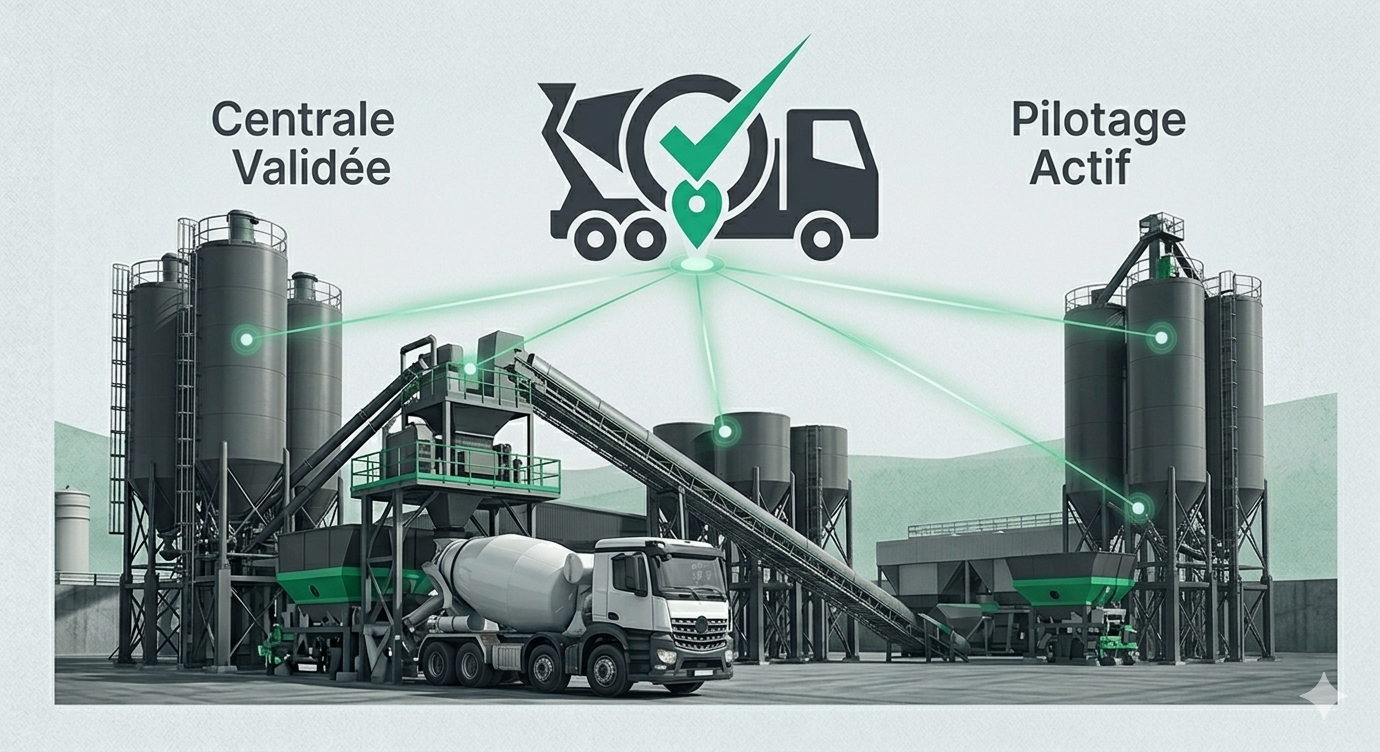 Centrale à béton avec toupie — pilotage actif BetonPilot